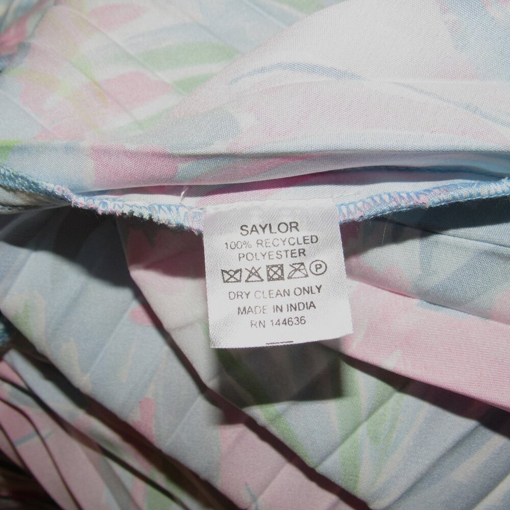SAYLOR Byrd Miami Tropical Blue Pink Floral Micro Pleat Mini Dress sz Small - Picture 6 of 6